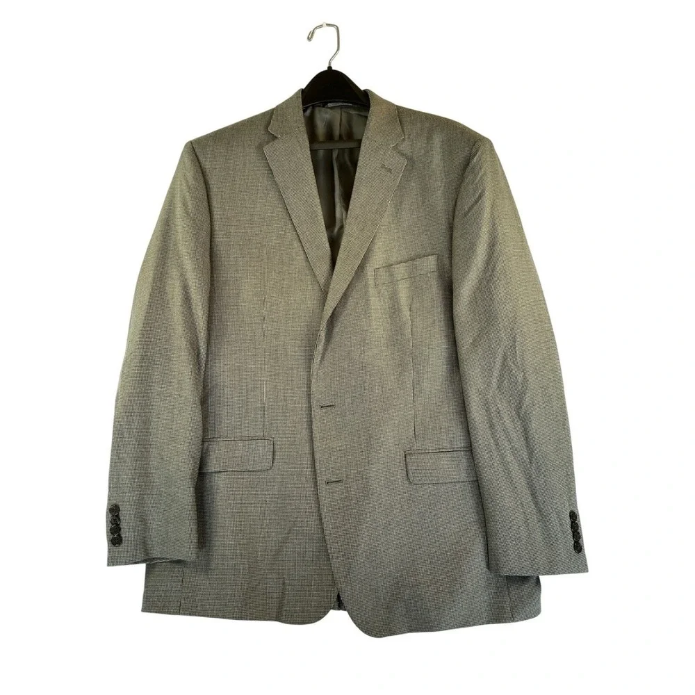 Lauren Ralph Lauren Blazer Mens 46L‎ Grey Houndstooth Two Button Sport Coat